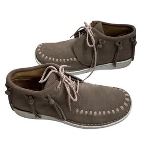 Justin Boots Teepee‎ Fringe Round Toe Moccasin Booties - Women's 9.5- Beige Gray